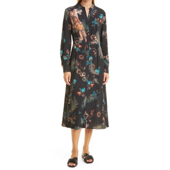 KOBI HALPERIN Amada Mix Print Long Sleeve Dress In Black Multi size small $498 - Picture 1 of 7